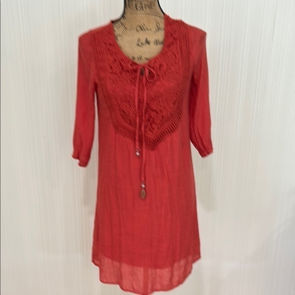 Indigo Rose Burnt Orange Tunic Dress